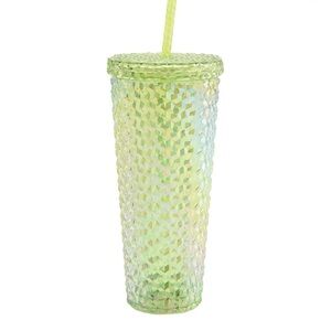 Mainstays 26-Ounce Acrylic Texture Tumbler with Straw, Iridescent Green
